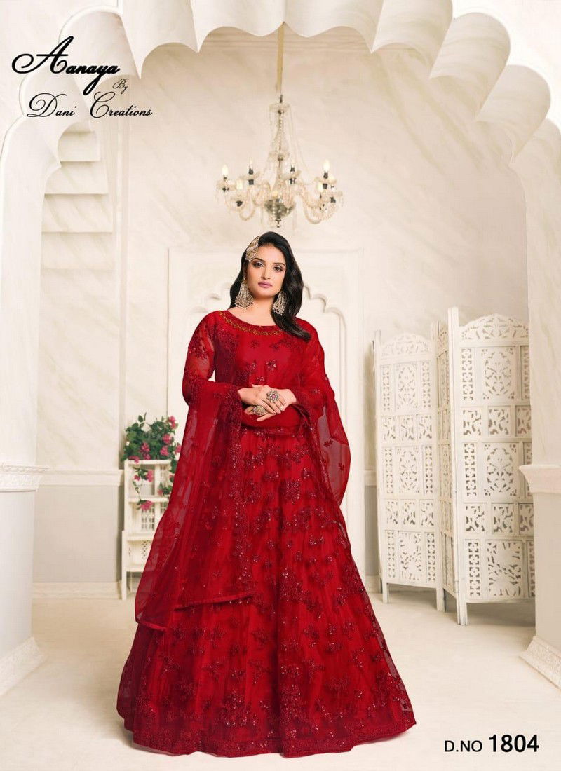 Red Colour Latest fancy heavy designer Wedding Wear Net With Heavy Tone to Tone Thread And Sequence Work Gown Collection 1804